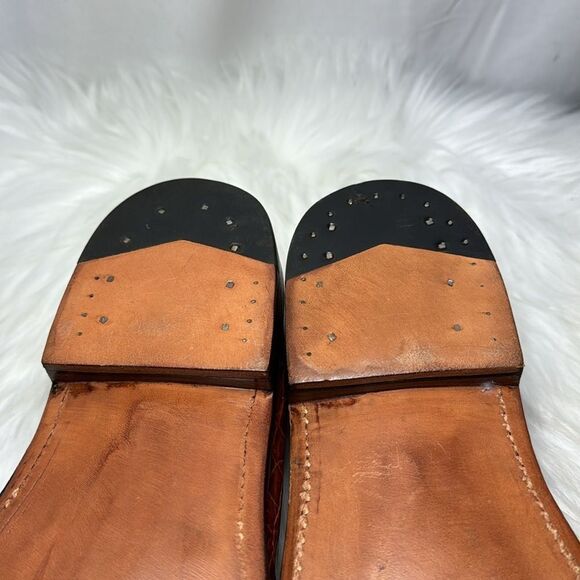 David Espinoza‎ Cognac Alligator Leather Loafers Sz 8D main image 6